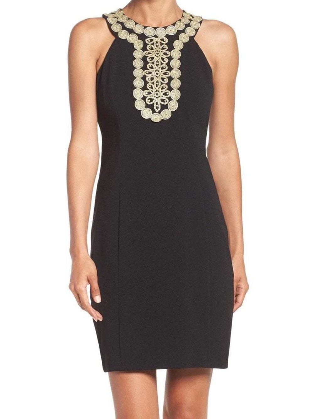 Just Taylor Black & Gold Embellished Sleeveless Dress – Size 12